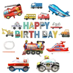 【数量限定】おうちフォトブース おうちスタジオ ３歳 ２歳 １歳 風船 バースデーフォト デコレーション バースデー 救急車 パトカー 飛行機 自動車 車 お誕生日フォト 乗り物ガーランド付き 乗り物バルーンセット 男の子 飾り付け 誕生日 【安心の返品交換】