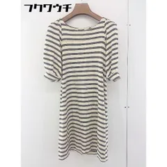 ◇ Kaon カオン ボーダー リボン 半袖 ミニ チュニック ワンピース サイズF ベージュ グレー レディース  【1109090004598】のサムネイル