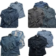 古着卸 まとめ売り ブランドMIX デニム 長袖シャツ 9枚セット (メンズ XL ) チャップス リーバイス ディッキーズ 中古 古着 MY4834