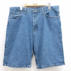 W39古着 ラングラー ショート パンツ ショーツ メンズ コットン 紺 ネイビー デニム 25aug06 中古 ボトムス 短パン ショーパン ハーフ