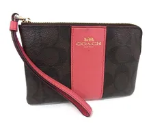 COACH コーチ 58035 シグネチャー PVC×レザー マルチケース マルチポーチ 小物入れ メンズ レディース ブラウン系×ピンク系 DI7152