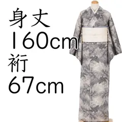大阪直販おふく白大島紬　着物　かるた柄　百人一首　ゆったりサイズ 着物・浴衣