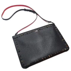 Christian Louboutin クリスチャン ルブタン ショルダーバッグ クラッチバッグ LOUBI CLUTCH  ルビクラッチ スタッズ レザー ブラック レッド 黒 赤 3175006