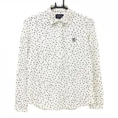 【美品】パーリーゲイツ 長袖ポロシャツ 白×黒 星柄 胸ポケット レディース 0(S) ゴルフウェア PEARLY GATES