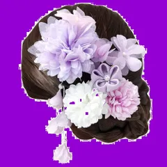 【在庫処分】花 袴 着物 4点セット 振袖 飾り 和装 髪 卒業式 成人式 結婚式 髪留め 七五三 高級造花 浴衣 ヘアアクセサリー 髪飾り 4カラー [OTAKUMARKET] (パープル)