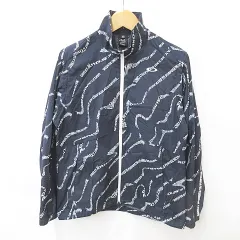 オークリースカルコレクション OAKLEY SKULL COLLECTION ゴルフ ジャケット ウインドブレーカ 2WAY ベスト ジップアップ 総柄 裏メッシュ 紺 白 ネイビー ホワイト XL