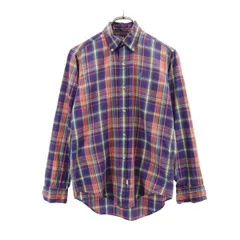 ポロバイラルフローレン 80s ヴィンテージ 緑タグ ボタンダウン チェック柄 シャツ 18 紫系 Polo by Ralph Lauren キッズ 【中古】  【230909】 メール便可