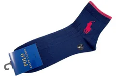 未使用 ポロ ラルフローレン ソックス メンズ 27-29ｃｍ 靴下 ワンポイント刺繍 ショート丈 ネイビー 紺　レッド 赤 ナイガイ 紳士用 POLO RALPH LAUREN ビッグポニー　ポニー カジュアル