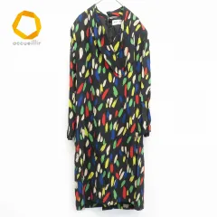 ハナエモリ HANAEMORI シルク ワンピース ロング 総柄 876876iのサムネイル