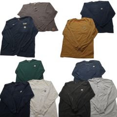 古着卸 まとめ売り カーハート Carhartt 長袖Tシャツ 10枚セット (メンズ L ) 胸ポケット ヘンリーネック ワンポイント 中古 古着 NB3971