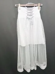 ◇ ⊂ OLIVE des OLIVE チュール レースアップ ロング フレア スカート サイズF ライトブルー系 レディース E  【1505290038904】