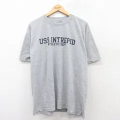 XL/古着 MVスポーツ 半袖 ビンテージ Tシャツ メンズ 00s USS INTREPID 大きいサイズ コットン クルーネック グレー 霜降り 25aug01 中古