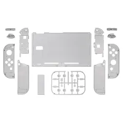 【新着商品】eXtremeRate Switchに対応用カスタムDIY交換ケースシェル、クリア素材のSwitchコンソールに対応用バックプレート、NSに対応用ジョイコンホルダーハンドルコントローラーハウジング、フルボタンセットが付き【クリアブラック】 0