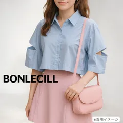 BONLECILL  カットアウトワイドスリーブ　クロップドシャツ　水色　袖スリッド　定価3,890円　◆即日発送　◆匿名配送