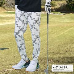 Men's GIORNO SEVEN Golf Pants with All-Over Logo, Stylish, Spring/Summer/Autumn/Winter, Size 7-WhiteC