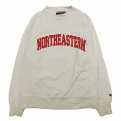 00s 10s チャンピオン CHAMPION ORIGINAL REVERSE WEAVE オリジナル リバースウィーブ トレーナー NORTHEASTERN カレッジロゴ ワッペン 長袖 スウェット 目付き 裏起毛 クルーネック 丸首 プルオーバー カット