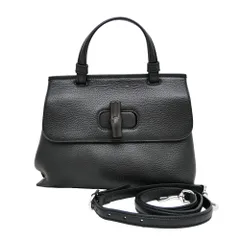 【名東】【GUCCI】グッチ デイリー バンブー 2WAY ハンドバック ブラック 黒色 ショルダー レザー 370831【新品同様】【中古】