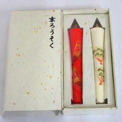 京蝋燭■　紅白扇子　■３号*絵ロウソク２本入*ギフトに