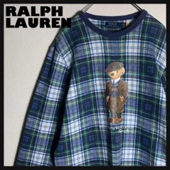 【美品】RALPH LAUREN スウェット ポロベア チェック柄 紺 M
