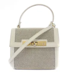 ジャンニノターロ Carol J. キャンバスコンビミニハンドバッグ ショルダーバッグ 2WAY レザー 白 ホワイト /BM ■OF