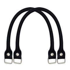 【特売】サムコス かばん 持ち手 D菅付き 本革 取っ手着脱可能 2個セット バッグ用ハンドル ストラップ 修理用 交換用 自分で取り替えられる持ち手 手芸用品 (ブラック)