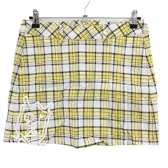 【超美品】フィラゴルフ スカート イエロー×白 チェック  レディース L ゴルフウェア FILA GOLF