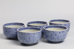 819 染付　微塵唐草　古伊万里　伊万里焼　骨董　アンティーク　湯呑み　リン茶碗　5客セット