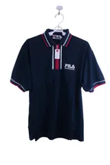 【美品】FILA GOLF(フィラゴルフ) ハーフジップポロシャツ ネイビー メンズ M ゴルフ用品 2412-0225 中古