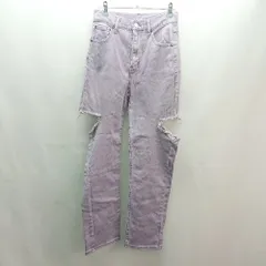 ◇ Heather ヘザー 無地 サイドスリット ダメージ加工 デニムパンツ サイズS パープル レディース E  【1309250012016】