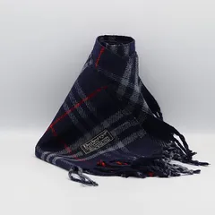 美品 バーバリー マフラー 100％ラムウール ネイビー/レッド チェック柄 レディース/メンズ INB 2000000 NSK