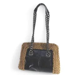 ザラ ZARA ショルダーバッグ チェーン ボア ブラック 黒 レザー調