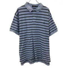 POLO RALPH LAUREN 半袖 ロゴポロシャツ 2XB ブルー×ネイビー×ボーダー ポロラルフローレン ビッグサイズ 古着卸 アメリカ仕入 a707-5187