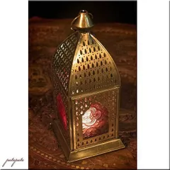 モロッコ スタイル テーブル キャンドルスタンド M レッド 小物 雑貨 キャンドル ガラス ディスプレイ オブジェ　パタパタ民族