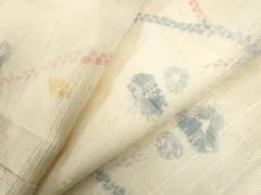 平和屋着物●生紬　絞り　枝花文　正絹　逸品　CAAW8412yc