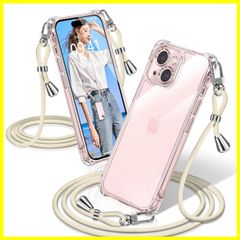【新品・未使用】透明 織りストラップ付き スマホケース 肩がけ iPhone15 首掛け 紐付き 耐衝撃 アイフォン15 ショルダー カバー 縄掛け クリア シングルショルダーロープ ケース 斜めがけ 調節可能なショルダー 15 クロスボディ iPhone 多