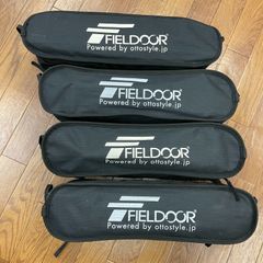 【中古】4個セット フィールドア（FIELDOOR）ポータブルコンパクト アウトドアチェア ミドルバック ブラック 耐過重150kg 軽量コンパクト 折りたたみ