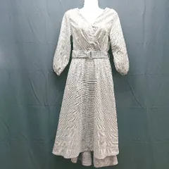 ◇ natural couture グレンチェック フィッシュテールスカート 長袖 ロング丈 ワンピース サイズF ブラウン系 レディース E  【1304050032141】