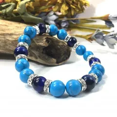 パワーストーン ターコイズ×ブルータイガーアイ ブレスレット (シルバー) 10mm メンズ・レディース 成功 繁栄  安全  [11]
