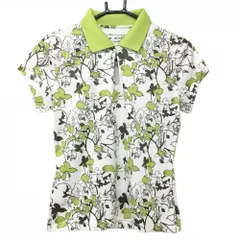 オークリー 半袖ポロシャツ 白×ライトグリーン 総柄 花 レディース M ゴルフウェア Oakley