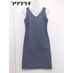 ◇ NATURAL BEAUTY BASIC バックジップ ノースリーブ 膝丈 ワンピース サイズS ネイビー レディース  【中古】 【1110190010235】