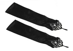 ブラック [LYING] レディース ウエディンググローブ フィンガーレスグローブ ロング丈 ストレッチ アームカバー UVカット 指なし 手袋 花嫁用品 ドレス用グローブ 結婚式 二次会 披露宴 ネイル手袋 美しい フォーマル パーティー 発表会 演奏会 人