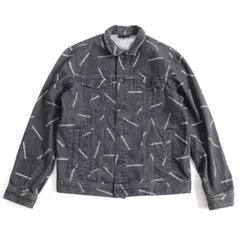 良品□19SS 黒タグ EMPORIO ARMANI/エンポリオアルマーニ ロゴ総柄 コットン ブラックデニムジャケット/ジージャン 54 正規品 メンズのサムネイル