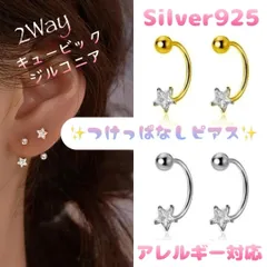 【アレルギー対応】Silver925✨つけっぱなしピアス 2Wayジルコニア_C7