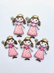 プリンセス(黒髪女の子)小ワッペン5点セット　入園入学　ハンドメイド　幼稚園　保育園　小学校　スモック　目印