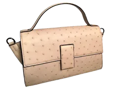 オーストリッチ本革フルポイント手提げバッグ　ショルダー付き