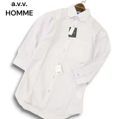 【新品 未使用】 a.v.v. HOMME アーヴェヴェオム COOL DRY★ 吸水速乾 7分袖 ストライプ ボタンダウン シャツ Sz.S メンズのサムネイル