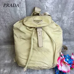 ✨良品✨ PRADA プラダ リュックサック バッグパック 三角ロゴプレート トライアングル A4収納 シルバー金具 テスートナイロン レディース ベージュ 肌色