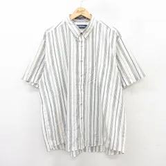 XL/古着 バンヒューセン 半袖 シャツ メンズ 90s 大きいサイズ ボタンダウン 白他 ホワイト ストライプ 25jul08 中古 トップス