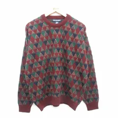 XL/古着 バンヒューセン 長袖 セーター メンズ 90s アクリル クルーネック エンジ他 24oct18 中古 ニット トップス