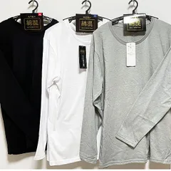 長袖Tシャツ丸首（M・L・ＬＬ寸あり）綿混天竺編み（黒・グレー・白の３色あり）